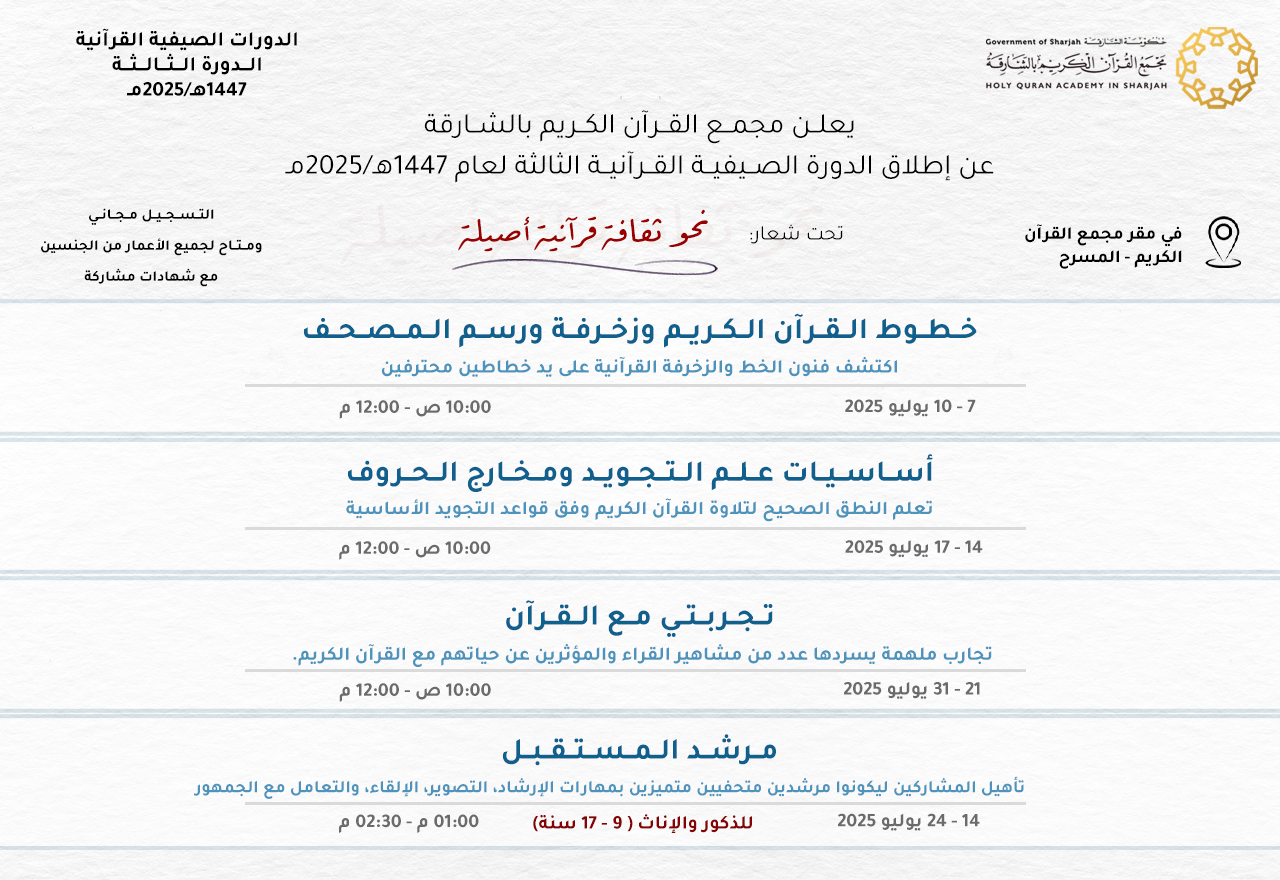 خطوط القرآن الكريم وزخرفة ورسم المصحف